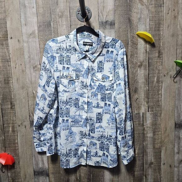 Karl Lagerfeld Paris Women's Long Sleeve Whimsical Blouse - Picture 2 of 6